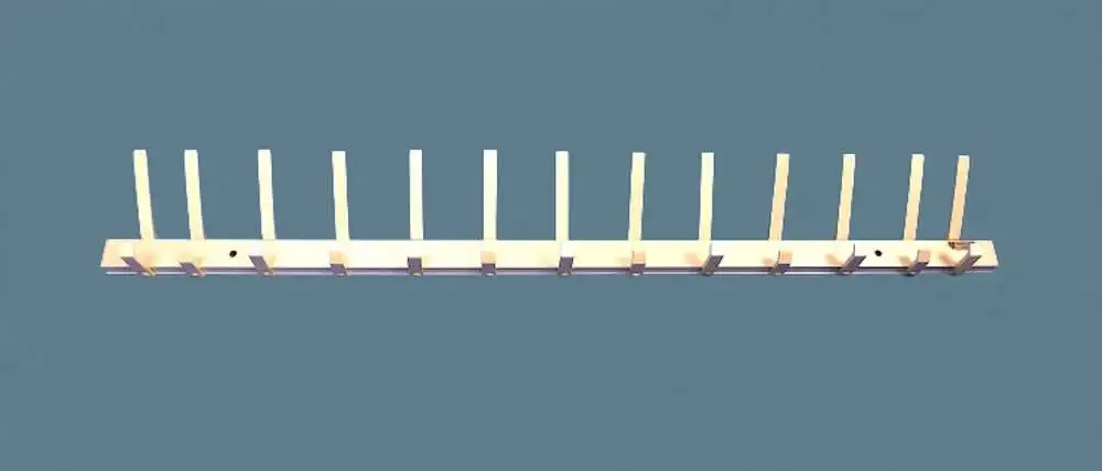 70er Garderoben Hakenleiste mit 13 Doppelhaken L 126 cm Aluminium, von Wenzel Galler's, Mid Century Modern 0