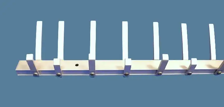 70er Garderoben Hakenleiste mit 13 Doppelhaken L 126 cm Aluminium, von Wenzel Galler's, Mid Century Modern 1