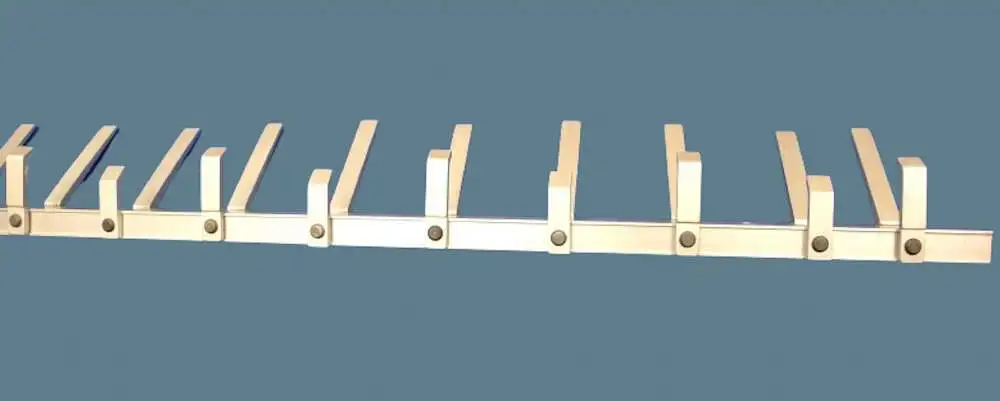 70er Garderoben Hakenleiste mit 13 Doppelhaken L 126 cm Aluminium, von Wenzel Galler's, Mid Century Modern 5