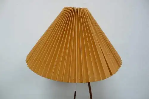 50er 60er TEAK Bogen Stehlampe mit konischem Textil Faltenschirm Mid Century Modern, SELTEN