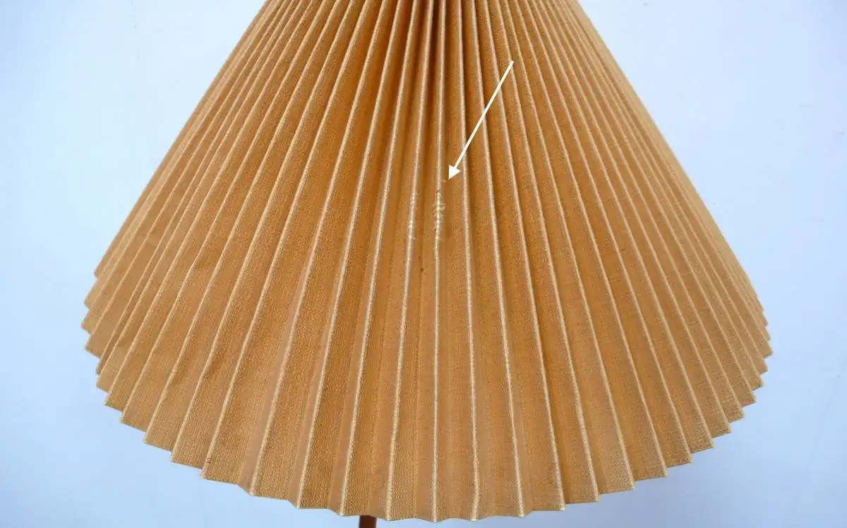 50er 60er TEAK Bogen Stehlampe mit konischem Textil Faltenschirm Mid Century Modern, SELTEN 7