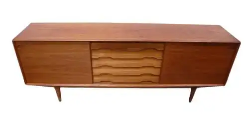 Dyrlund Teak Sideboard Kredenza, 2 Schiebetüren 5 Schubladen, Danish Modern, Mid Century Modern