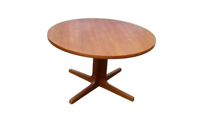 60er 70er Teak Esstisch rund, oval ausziehbar, von CJ Rosengaarden Danish Modern, Mid Century Modern 1