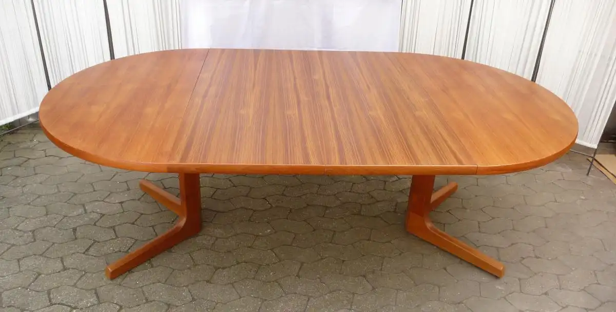 60er 70er Teak Esstisch rund, oval ausziehbar, von CJ Rosengaarden Danish Modern, Mid Century Modern 2