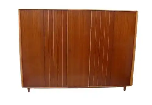 50er 60er Kleiderschrank 5-türig schräg Buche Mid Century Modern