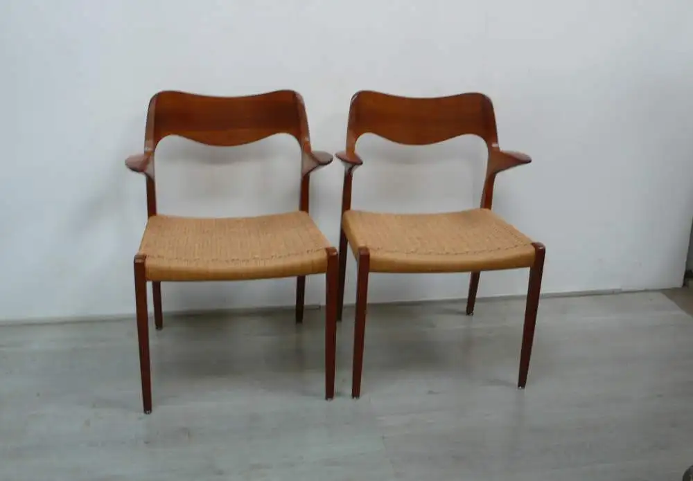 Teak Sthle Set mit 2 Modell 55, designed von Niels Otto Mller, JLM Mllers Dnemark, Danish Modern, Mid Century Modern 0