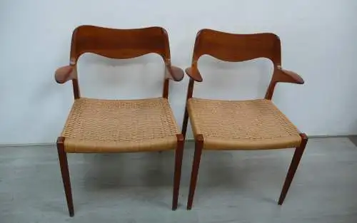 Teak Stühle Set mit 2 Modell 55, designed von Niels Otto Møller, JLM Møllers Dänemark, Danish Modern, Mid Century Modern