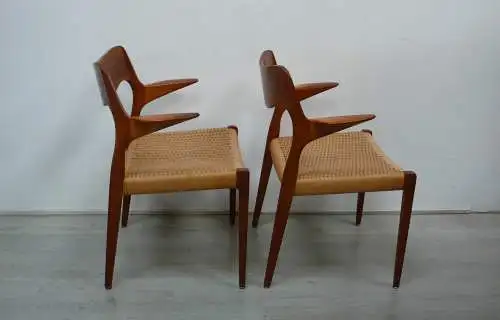 Teak Stühle Set mit 2 Modell 55, designed von Niels Otto Møller, JLM Møllers Dänemark, Danish Modern, Mid Century Modern