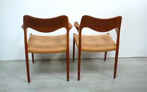 Teak Stühle Set mit 2 Modell 55, designed von Niels Otto Møller, JLM Møllers Dänemark, Danish Modern, Mid Century Modern