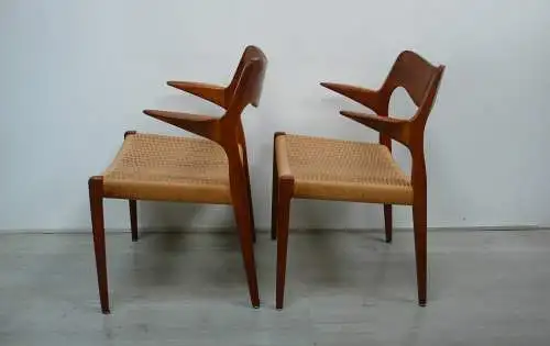 Teak Stühle Set mit 2 Modell 55, designed von Niels Otto Møller, JLM Møllers Dänemark, Danish Modern, Mid Century Modern