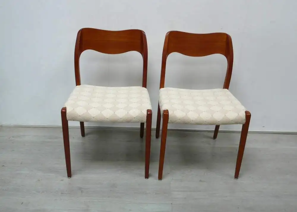 2 Teak Stühle Modell 71, von Niels Otto Møller, JLM Møllers Dänemark, Danish Modern, Mid Century Modern 0