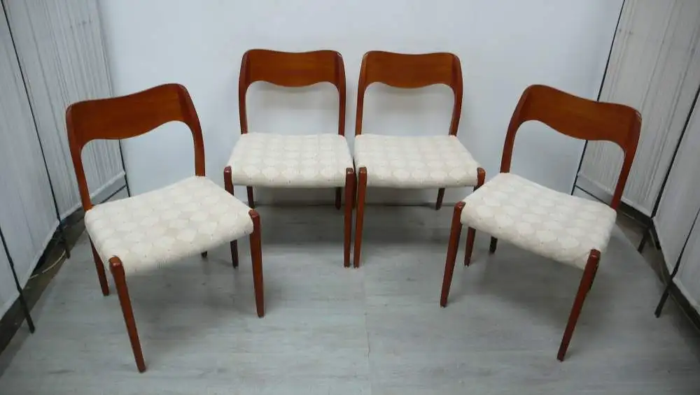 Teak Stühle Set mit 4 Modell 71, designed von Niels Otto Møller, JLM Møllers Dänemark, Danish Modern, Mid Century Modern 0