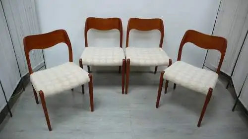 Teak Stühle Set mit 4 Modell 71, designed von Niels Otto Møller, JLM Møllers Dänemark, Danish Modern, Mid Century Modern