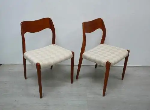 Teak Stühle Set mit 4 Modell 71, designed von Niels Otto Møller, JLM Møllers Dänemark, Danish Modern, Mid Century Modern