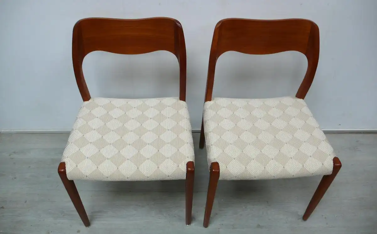 2 Teak Stühle Modell 71, von Niels Otto Møller, JLM Møllers Dänemark, Danish Modern, Mid Century Modern 2