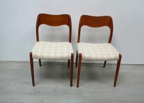 Teak Stühle Set mit 4 Modell 71, designed von Niels Otto Møller, JLM Møllers Dänemark, Danish Modern, Mid Century Modern