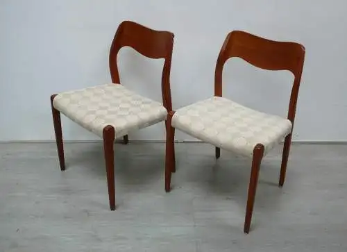 Teak Stühle Set mit 4 Modell 71, designed von Niels Otto Møller, JLM Møllers Dänemark, Danish Modern, Mid Century Modern