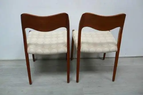 Teak Stühle Set mit 4 Modell 71, designed von Niels Otto Møller, JLM Møllers Dänemark, Danish Modern, Mid Century Modern