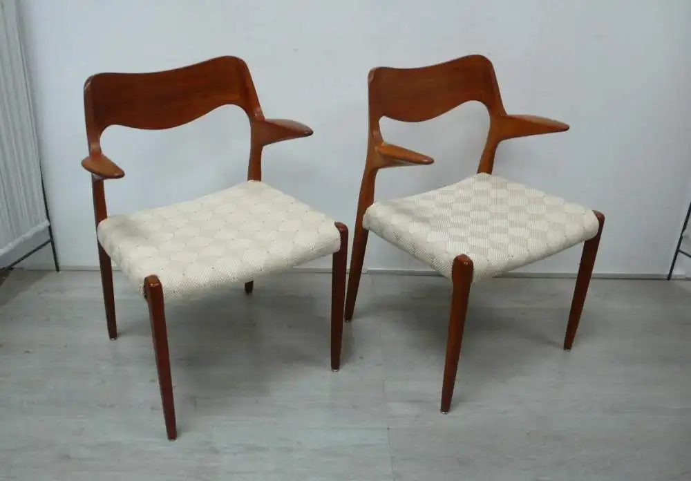 Teak Sthle Set mit 2 Modell 55, designed von Niels Otto Mller, JLM Mllers Dnemark, Danish Modern, Mid Century Modern 0