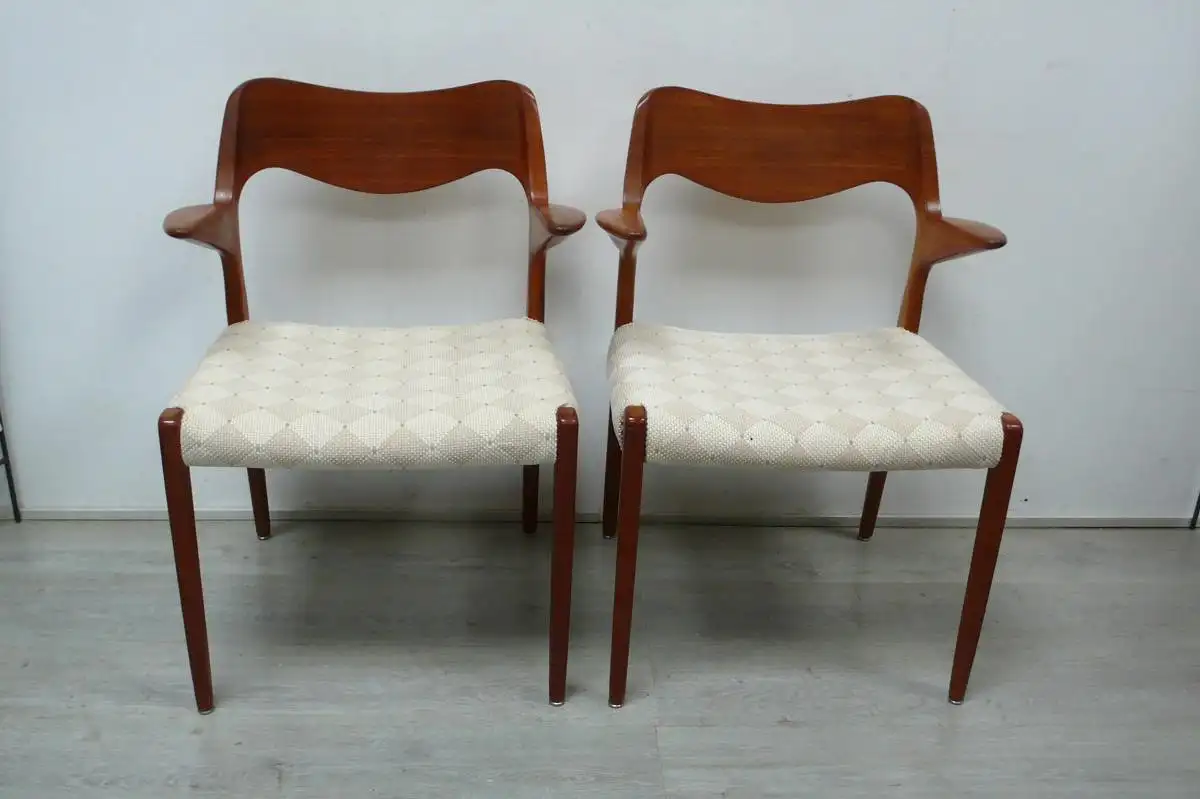 Teak Stühle Set mit 2 Modell 55, designed von Niels Otto Møller, JLM Møllers Dänemark, Danish Modern, Mid Century Modern 1