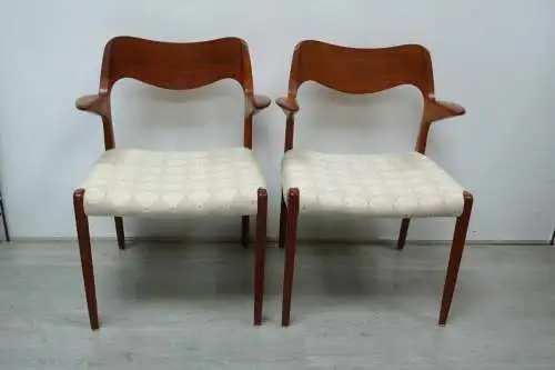 Teak Stühle Set mit 2 Modell 55, designed von Niels Otto Møller, JLM Møllers Dänemark, Danish Modern, Mid Century Modern