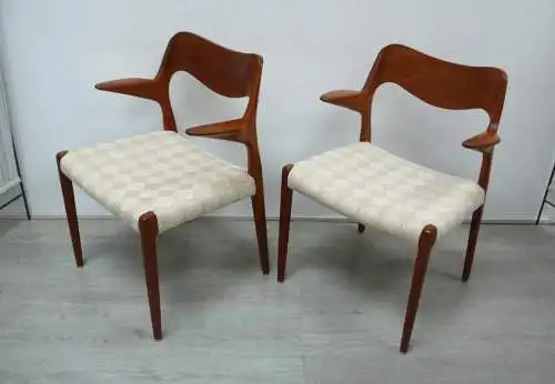 Teak Stühle Set mit 2 Modell 55, designed von Niels Otto Møller, JLM Møllers Dänemark, Danish Modern, Mid Century Modern