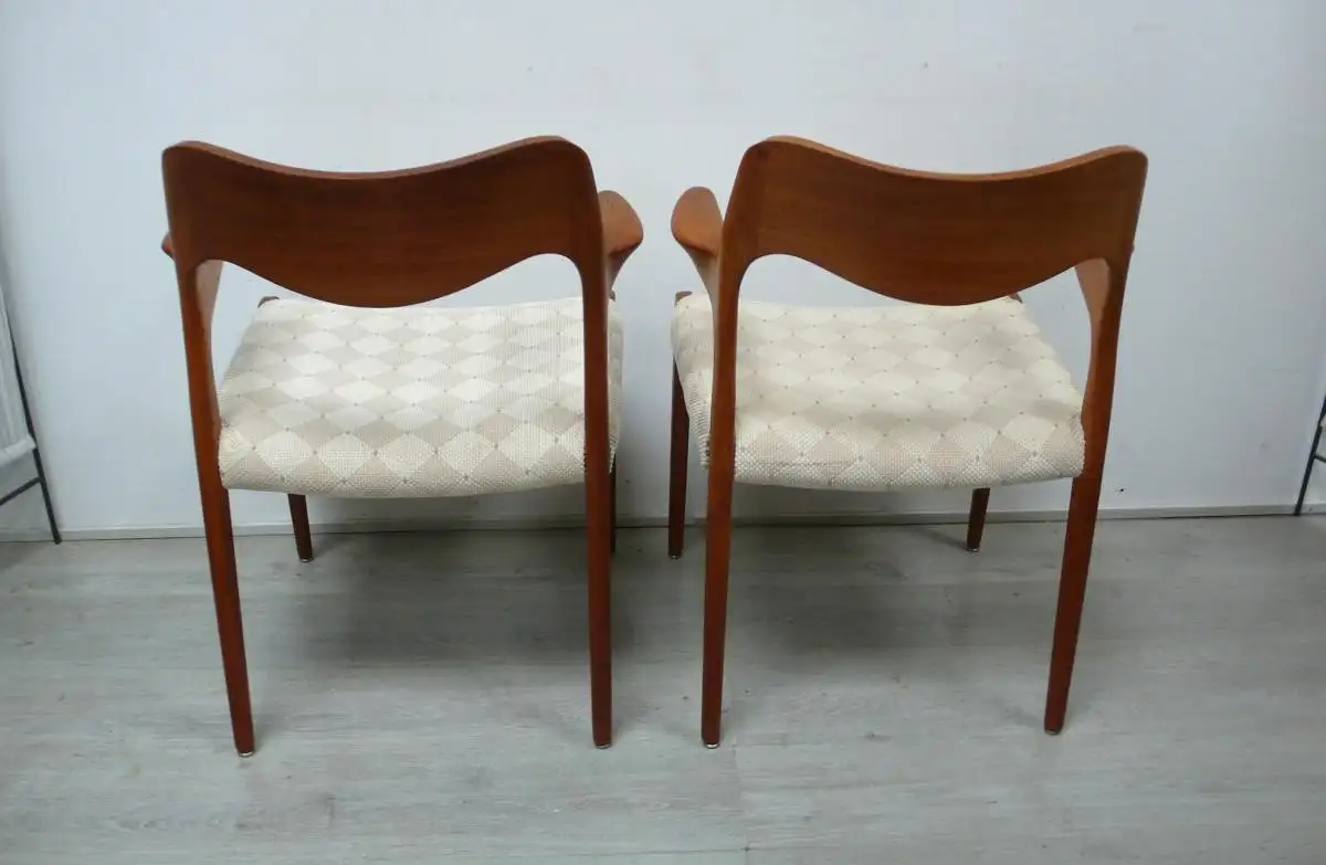 Teak Stühle Set mit 2 Modell 55, designed von Niels Otto Møller, JLM Møllers Dänemark, Danish Modern, Mid Century Modern 4
