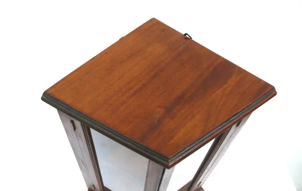 70er Kleiner Eck Hängeschrank Vitrine Holz, 2 Glastüren, Made in Italy 7