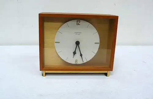 60er Junghans ATO-MAT Tischuhr Teak Gehäuse auf Messingrahmen Mid Century Modern