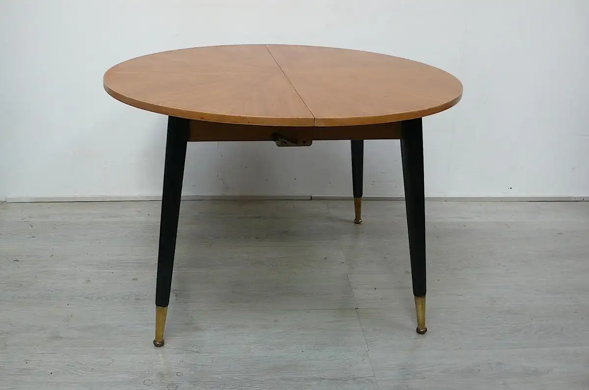50er Esstisch Couchtisch rund bis oval verlängerbar, höhenverstellbar SELTEN Mid Century Modern 4