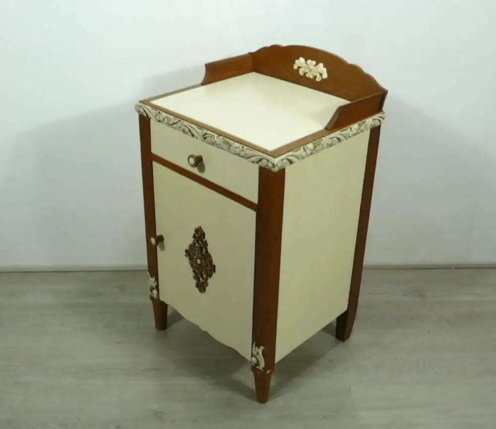 Nachttisch Jugendstil Hellcreme auf Eiche Vollholz 1900er 5