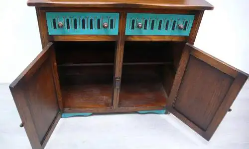 Küchenschrank, Buffet Schrank, Espresso-Bar, dunkles Holz + Shabby Türkis, Spanisch Stil