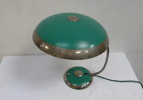 HELO Tischlampe, UFO Parasol Tisch Lampe in Grün und Chrom, 50er, Mid Century Modern