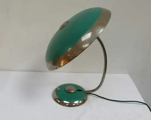 HELO Tischlampe, UFO Parasol Tisch Lampe in Grün und Chrom, 50er, Mid Century Modern