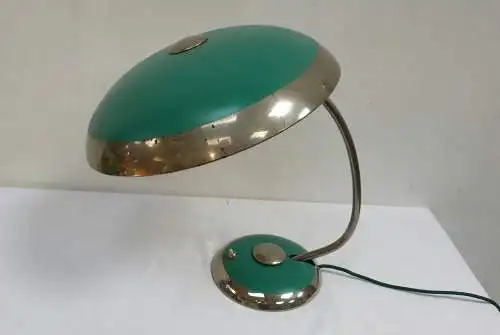 HELO Tischlampe, UFO Parasol Tisch Lampe in Grün und Chrom, 50er, Mid Century Modern