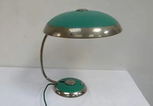 HELO Tischlampe, UFO Parasol Tisch Lampe in Grün und Chrom, 50er, Mid Century Modern