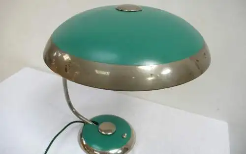 HELO Tischlampe, UFO Parasol Tisch Lampe in Grün und Chrom, 50er, Mid Century Modern