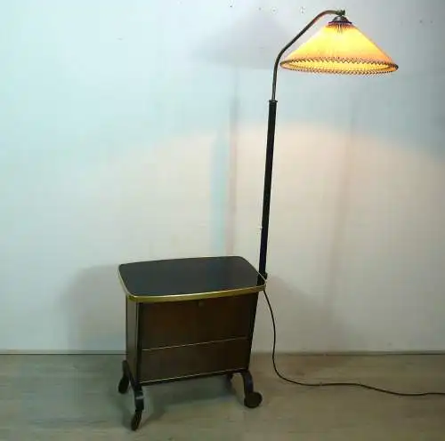 50er Hausbar Stehlampe Beistelltisch rollbar Mid Century Modern SELTEN