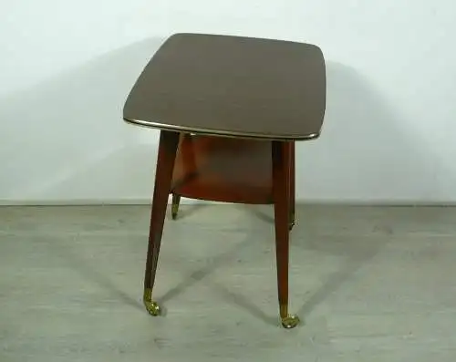 50er TV Drehtisch Beistelltisch auf Rollen + Ablage, Mid Century