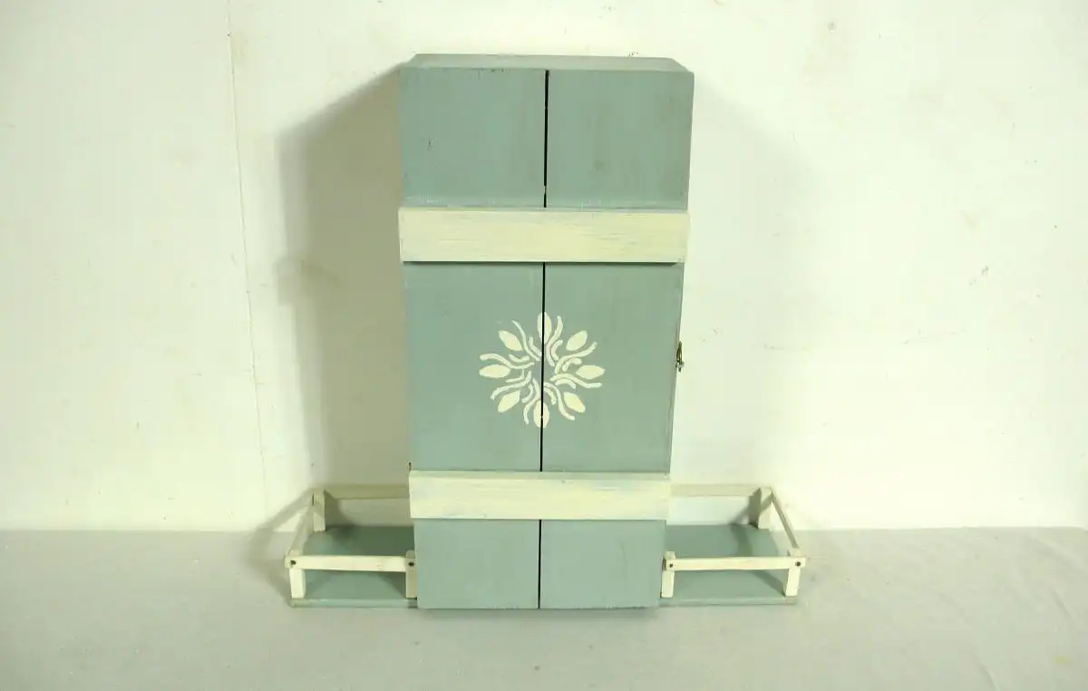 Gewürzschrank Badezimmerschrank Hängeschrank 1 Türe 2 Ablagen, Holz, Mint-Weiß 0
