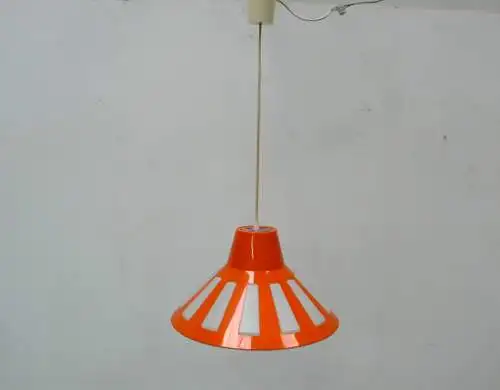 60er 70er UFO Space Age Hängelampe Orange + Weiß Kunststoff Mid Century Modern