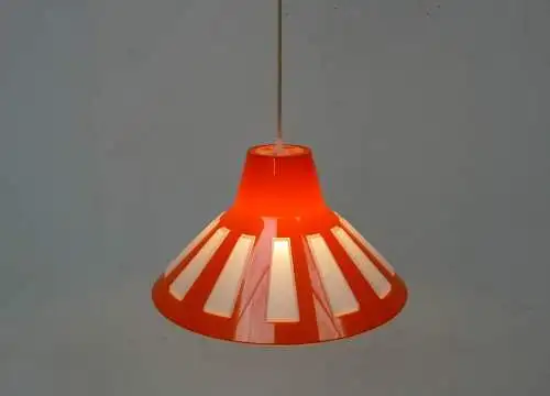 60er 70er UFO Space Age Hängelampe Orange + Weiß Kunststoff Mid Century Modern