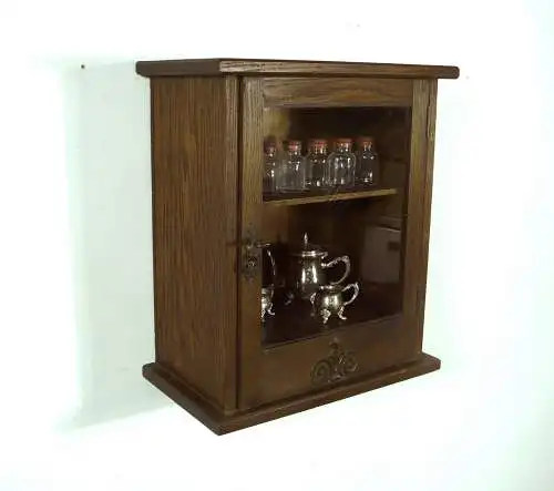 Jugendstil Medizinschrank Apothekerschrank Hängeschrank 1 Türe, Eiche dunkel, um 1900