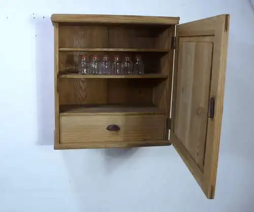 Jugendstil Medizinschrank Apothekerschrank Hängeschrank 1 Türe, Weichholzl Natur, um 1900