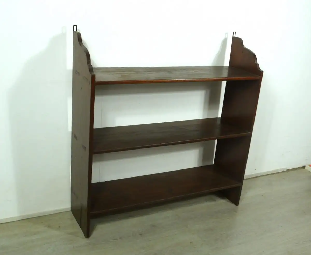 Antikes Bücherregal Bodenregal Wandregal Nußbaum dunkel 3 Ebenen, um 1880 2