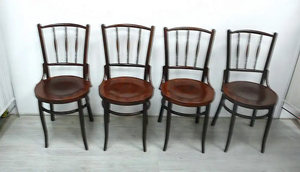 4 Stühle Kohn / Thonet um 1890 Wiener Cafehaus Stühle Nußbaum 0