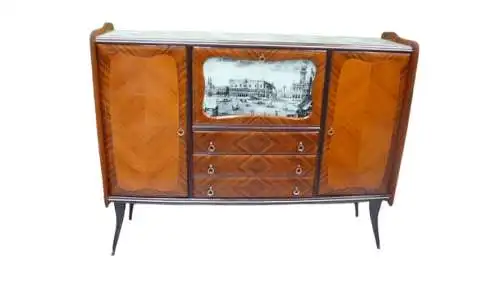 40er 50er Highboard Buffet mit Hausbar Italienisches Design nach Rigamonti Mid Century Modern