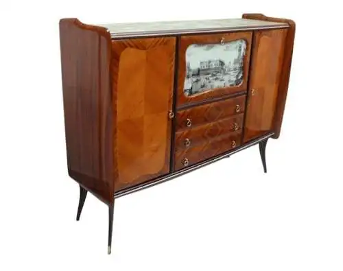 Mid Century Highboard Buffet mit Hausbar Palisander Furnier Italienisches Design nach Rigamonti 40er 50er