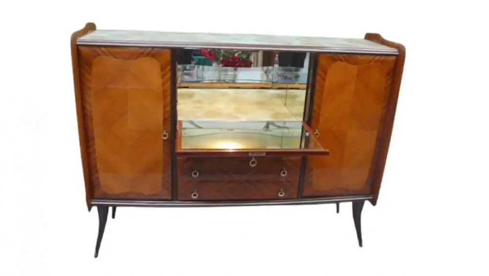 Mid Century Highboard Buffet mit Hausbar Palisander Furnier Italian Modern nach Rigamonti 40er 50er 2