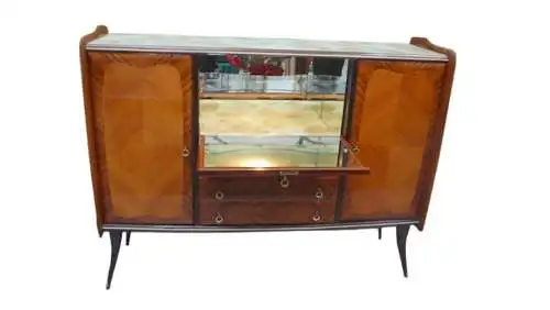 Mid Century Highboard Buffet mit Hausbar Palisander Furnier Italienisches Design nach Rigamonti 40er 50er